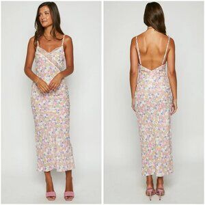 Beginning Boutique Vintage Style White Floral Lace Maxi Slip Dress Size 2